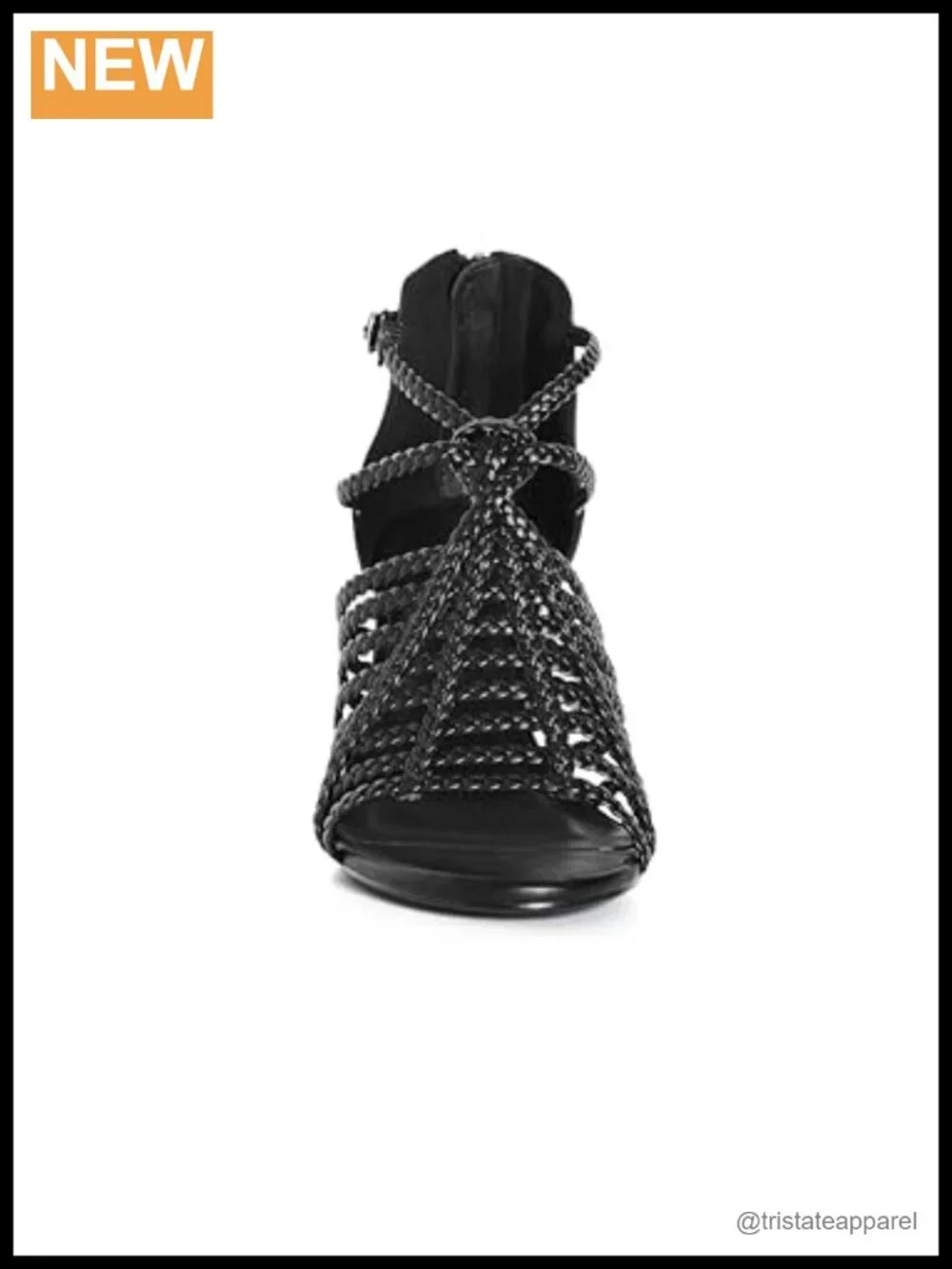 Wide Fit Braided Block Heel Open Toe Zip Pumps